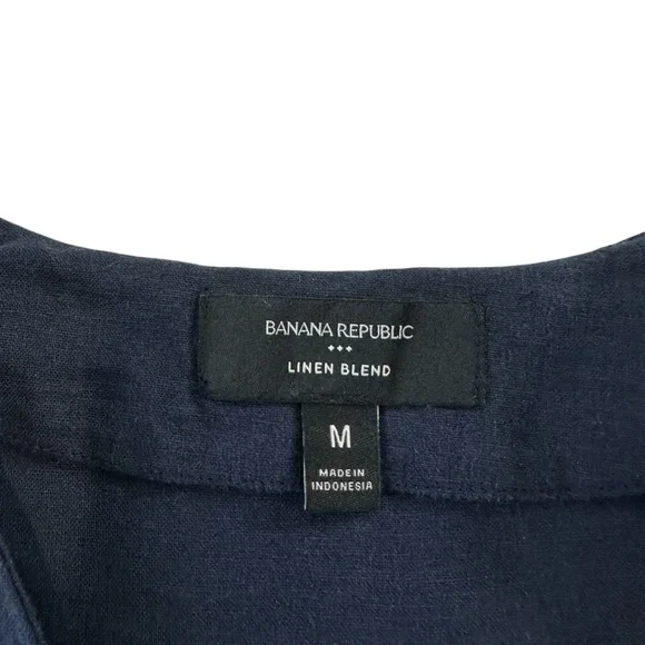 Banana Republic Linen Blend Navy Blue Minimalist Kaftan Midi Dress, M‎ - Picture 4 of 9
